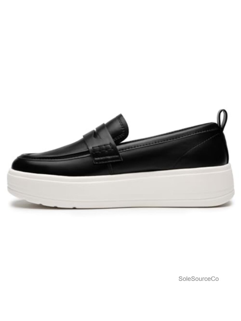 Women's Platform Loafers Slip On Comfortable Work Casual Shoes Faux Leather - Picture 4 of 6